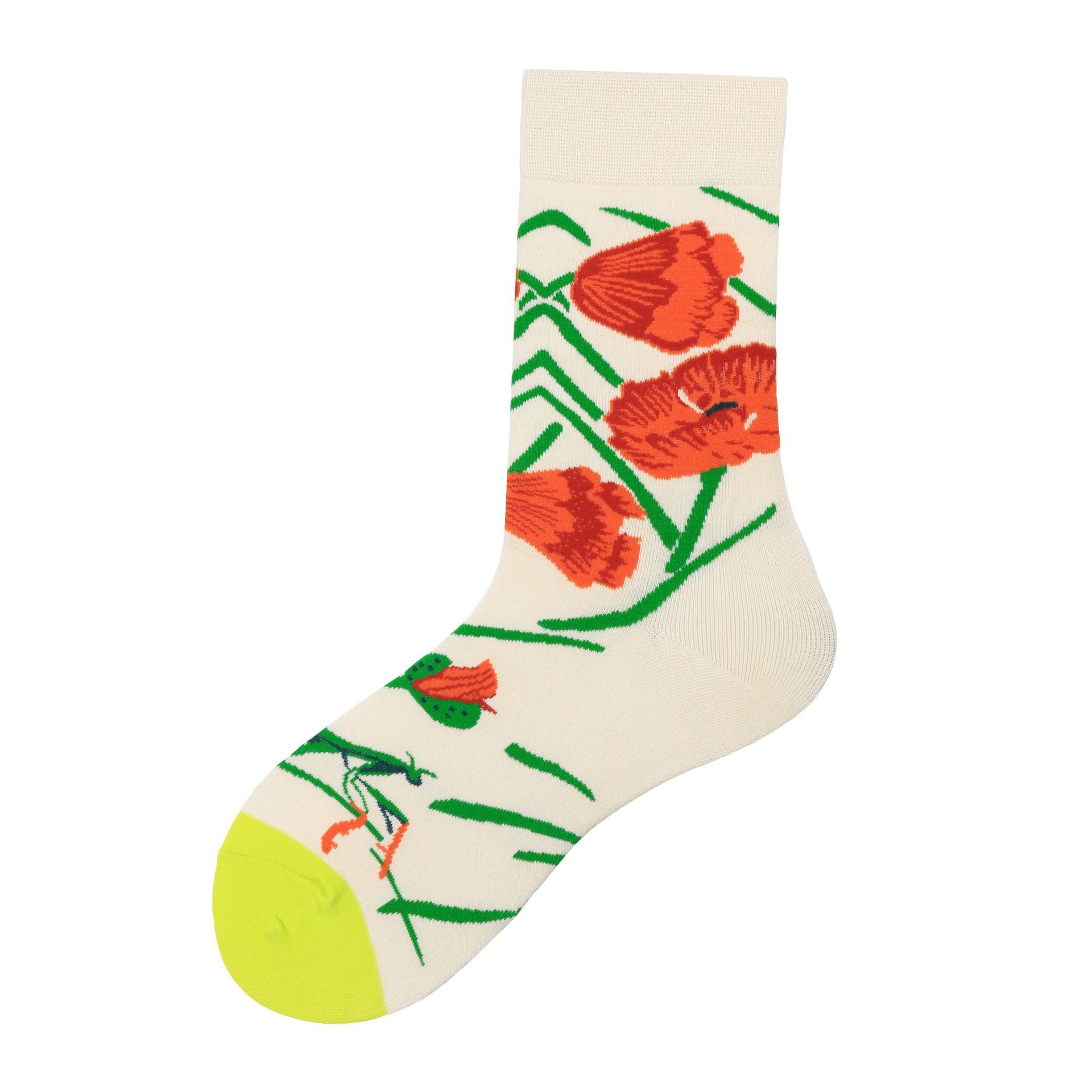 Japanese Ms. Retro New Autumn And Winter In Tube Socks Cotton Socks Literary Harajuku Style Flowers Series